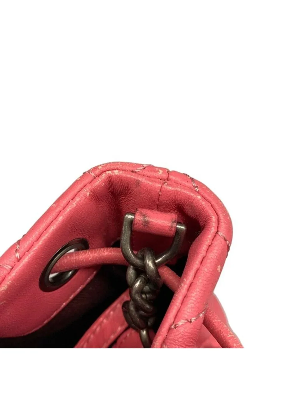 Chanel Handbag Quilted Pink Vintage Silver Drawstring Lambskin